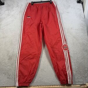 Vintage Nebraska Cornhuskers Adidas Pants Mens Large Red Windbreaker Lined Gym
